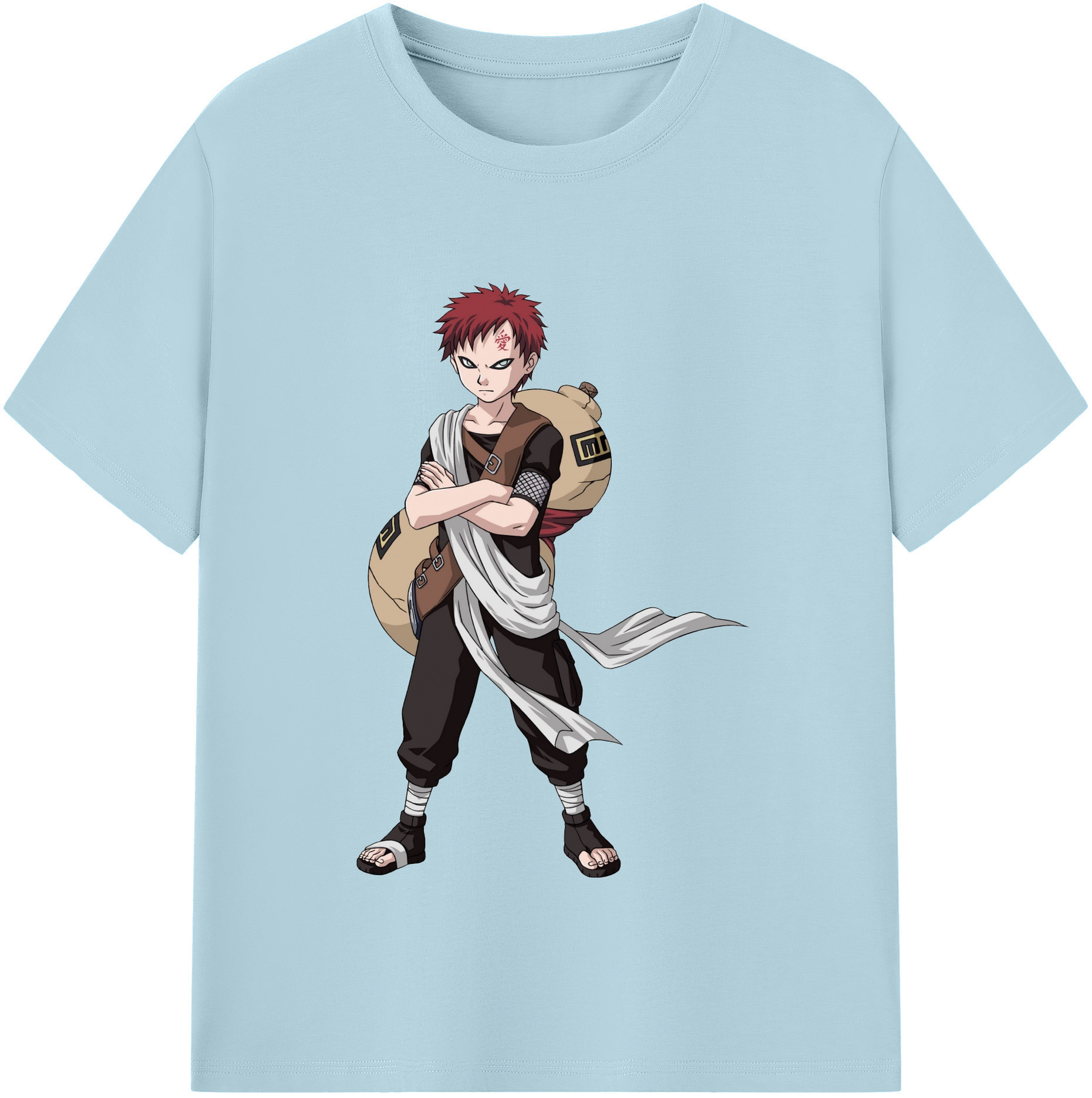 （画像用） NARUTO -ナルト- ガアラ Gaara 綿100％半袖Tシャツ（フロントプリント）